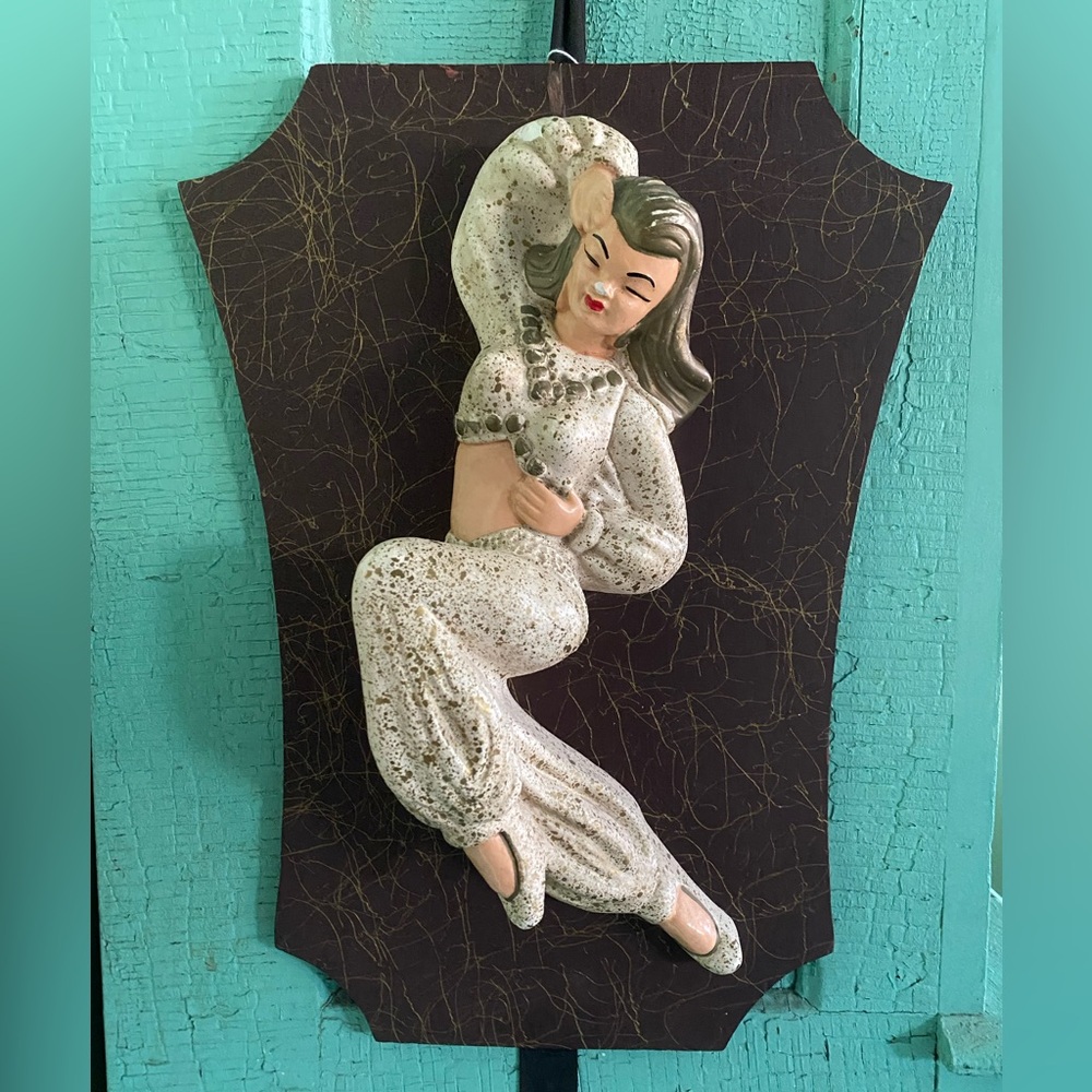 Vintage Ceramic Wall Art with Dancing Woman